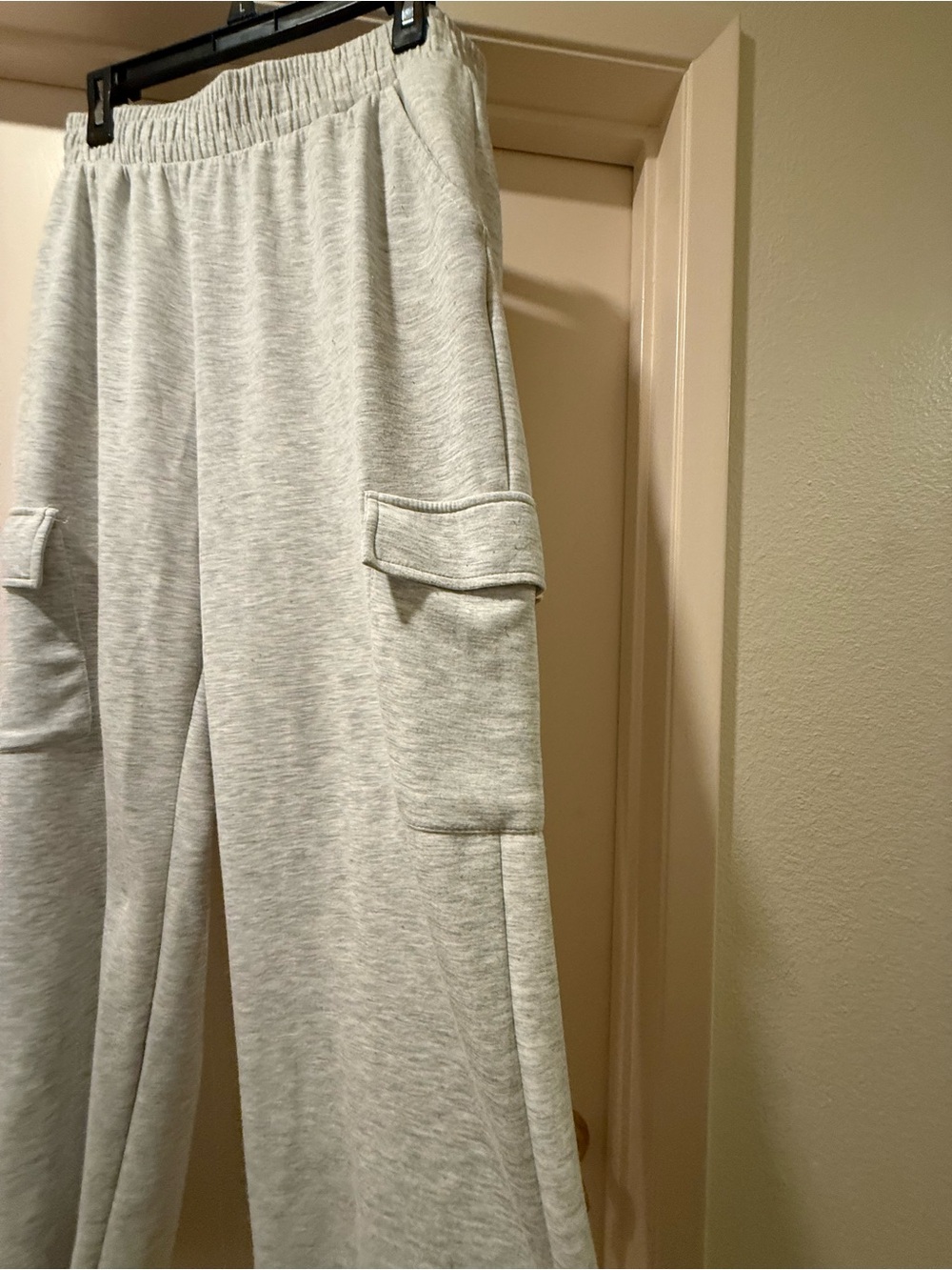 Light Gray zip up Hoodie & Wide-Leg Cargo Romper Pants